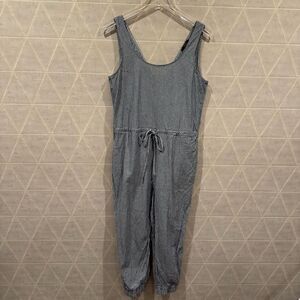 DREW Pin Striped Jogger Style Jumpsuit - Blue / White M